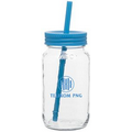 25 Oz. Neon Blue Mason Jar W/Color Lid